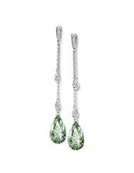 2.61Ct Pear Cut Amethyst & VS Diamond Hanging Earrings 14K Gold