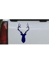 Navy 34in X 21.3in -- Deer Head Shadow Hunting And Fishing Car Window Wall Laptop Decal Sticker