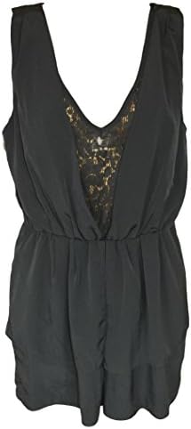 Ex Miss Selfridge Black Floral Laced Peplum Summer Sun Romper Playsuit US 8 Black