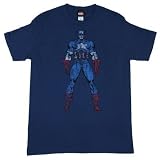  : MARVEL CAPTAIN AMERICA "BUFF CAPTAIN" Fine Woven Fitted Lite Navy Licensed Tee