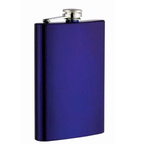 8oz Stainless Steel Hip Flask, Assorted Colors (Blue)