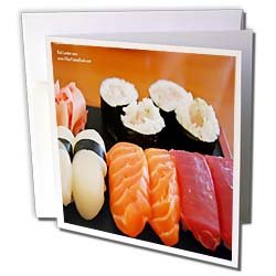 Rick London Fine Art Sushi Gifts - Tuna Salmon and Yellowtail Sushi - Greeting Cards-12 Greeting Cards with envelopes On Sale