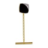Black Coral Tie Tack with Diamond in 14K Yellow Gold