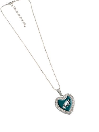 NFL Philadelphia Eagles Reversible Crystal Heart Pendant with 16