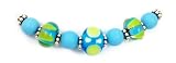Sterling Silver and Lampwork Glass Necklace Aqua Blue and Green