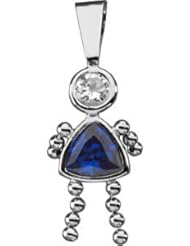 Genuine IceCarats Designer Jewelry Gift 14K White Gold Girl Pen W/Cz & Tri Imi Births. September Girl Pendant With Imitation Birthstone Girl Pen W/Cz & Tri Imi Births In 14K White Gold