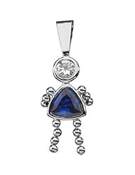 Genuine Ibiza 14K White Gold Girl Pendant With Cz & Tri Births September Tation Birthstone Grams 0.7.100% Satisfaction Guaranteed.