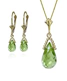 14k Necklace and Leverback Earrings with briolette Peridots
