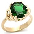 Brass Gold Plated Ring with CZ - Emerald - Size: 5-10