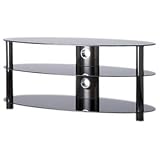 37 inch Curved Glass TV Stand - all black