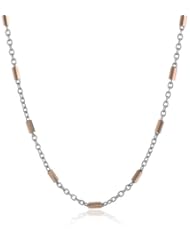14k Two-Tone Gold Beaded Oval Baby Rolo Chain Necklace