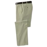 Wrinkle-free Cotton Poplin Comfort-waist Pants / Plain, Stone