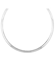 6mm Italian .925 Sterling Silver FLAT DOME Omega Chain Necklace Nickel Free 16in, 18in