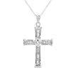 Cross Necklace With 0.50ctw Genuine Diamonds Crafted in 14K White Gold Length 18in