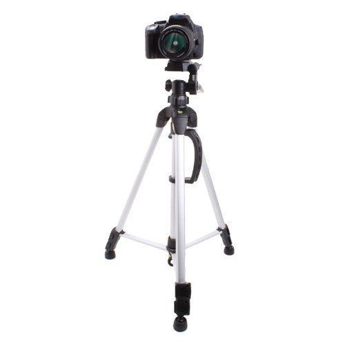 Professional 57 Three Way Aluminum PanHead Tripod with Tilt, Quick Release Plate, 360 Viewing, Leg Locks, Bubble Level and MORE - Works for Nikon D800, D3000 , D3100 , D3200 , D5100 , D7000 & More!