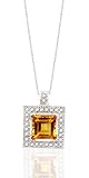 2.65 CT GENUINE CITRINE & DIAMOND 14K SQUARE PENDANT