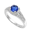 Sterling Silver Ring - Clear CZ and Round Blue Sapphire - Prong Set - 9 mm x 2 mm, Sizes 4-9 Sterling Silver Ring - Clear CZ and Round Blue Sapphire - Prong Set - 9 mm x 2 mm, Sizes 4-9