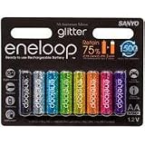 Sanyo New 1500 eneloop glitter AA NIMH (2000 mah) Pre-Charged Rechargeable Batteries 8 PACK 8 color limited edition