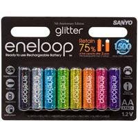 Sanyo "New 1500" eneloop glitter AA NIMH (2000 mah) Pre-Charged Rechargeable Batteries 8 PACK 8 color limited edition