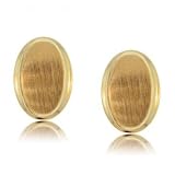 New Men's Yellow Gold Oval Cuff Links w Brushed Finish