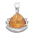 14K White Gold Fancy Cut Citrine and Diamond Pendant