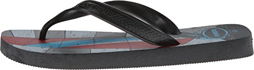 Havaianas Men's Surf Flip Flop,Grey/Black/Red,43-44 BR/11-12 M US