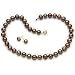 14k, 9-10mm Chocolate Pearl Earrings and Necklace Set