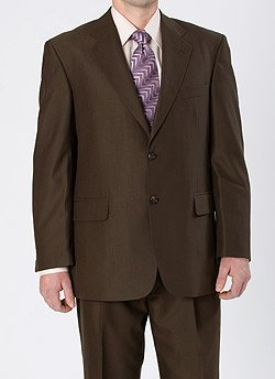 Kilburne & Finch Brown Neat Tick 2-Button Center-Vented Suit with Pleated Pant