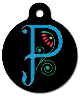 Monogram Letter P Pet ID Tag for Dogs and Cats