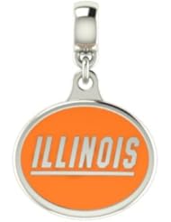 Illinois Fighting Illini Collegiate Drop Charm Fits Most European Style Bracelets Including Chamilia, Zable, Troll and More. High Quality Bead in Stock for Fast Shipping.