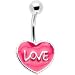 Pink Enamel Heart LOVE Belly Ring