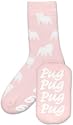 Pug Pink No Slip Slipper Socks Fits Size 9 -11