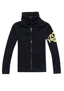 Cuterole Anime One Piece Cosplay Hoodie Trafalgar Law Costume Black Coat