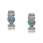 Round Blue Topaz Earrings Sterling Silver Ladies Studs