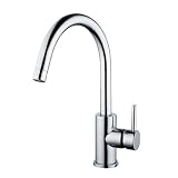 Single Handle Centerset Kitchen Faucet with Gooseneck Swivel Spout , Chrome
