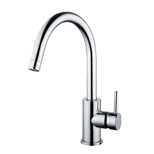 Single Handle Centerset Kitchen Faucet with Gooseneck Swivel Spout , Chrome