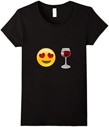 Women's I Love Wine Emoji Heart Eyes Funny T-Shirt Emoticon Small Black