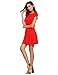 Romwe Women's Short Sleeve Shirt Casual Swing Dress Light Red S