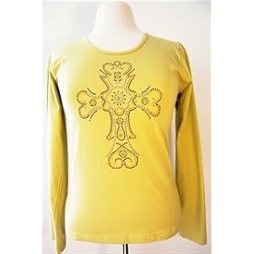 Gold Long-Sleeve T-Shirt with Cross
