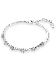 18K White Gold Ribbon Linkage Diamond Accents Bangle