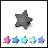 316L Surgical Steel Over Titanium Anodized Internally Threaded Flat 4mm Black Star Dermal Top - 14G - Sold Individually