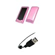 Microsoft Zune HD - Transparent Pink Soft Silicone Gel Skin Cover Case + USB Data Sync Charge Cable for Microsoft Zune HD