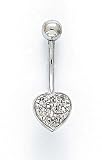 14KW BELLY RING DIAMOND HEART .06CT- ES-1246