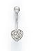 14KW BELLY RING DIAMOND HEART .06CT- ES-1246