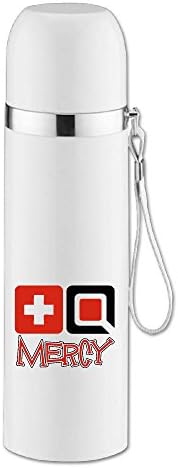 Custom Portable Stainless Steel Vacuum Flask OW Mercy OverMercy Watch Video Game Character Logo Thermos For Adventure Travel White 14.5oz/350ml