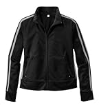 NEW District Threads - Ladies Track Jacket with Stripe Black/Charcoal-L
