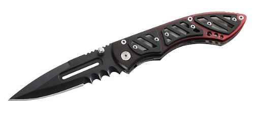 Herbertz Einhandmesser, AISI 420, Leichtmetall, schwarz/rot