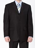 Kilburne & Finch Black with Gray Pinstripe 3-Button Suit with Pleated Pant
