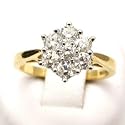 18ct Yellow Gold 1 Carat 7 Stone Cluster Diamond Ring