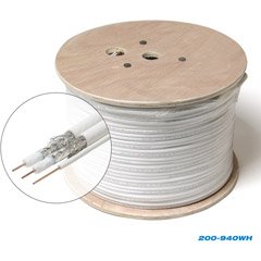 Steren 500' RG-6 UL/CM Dual Coaxial Cable With Ground Wire - White